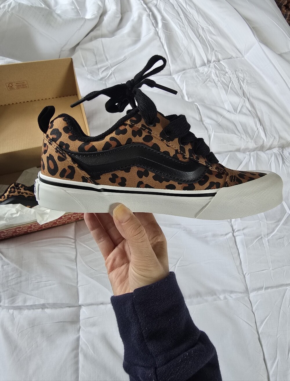 Vans Kids Knu Skool Size 3 Leopard Print Low-Top Sneakers